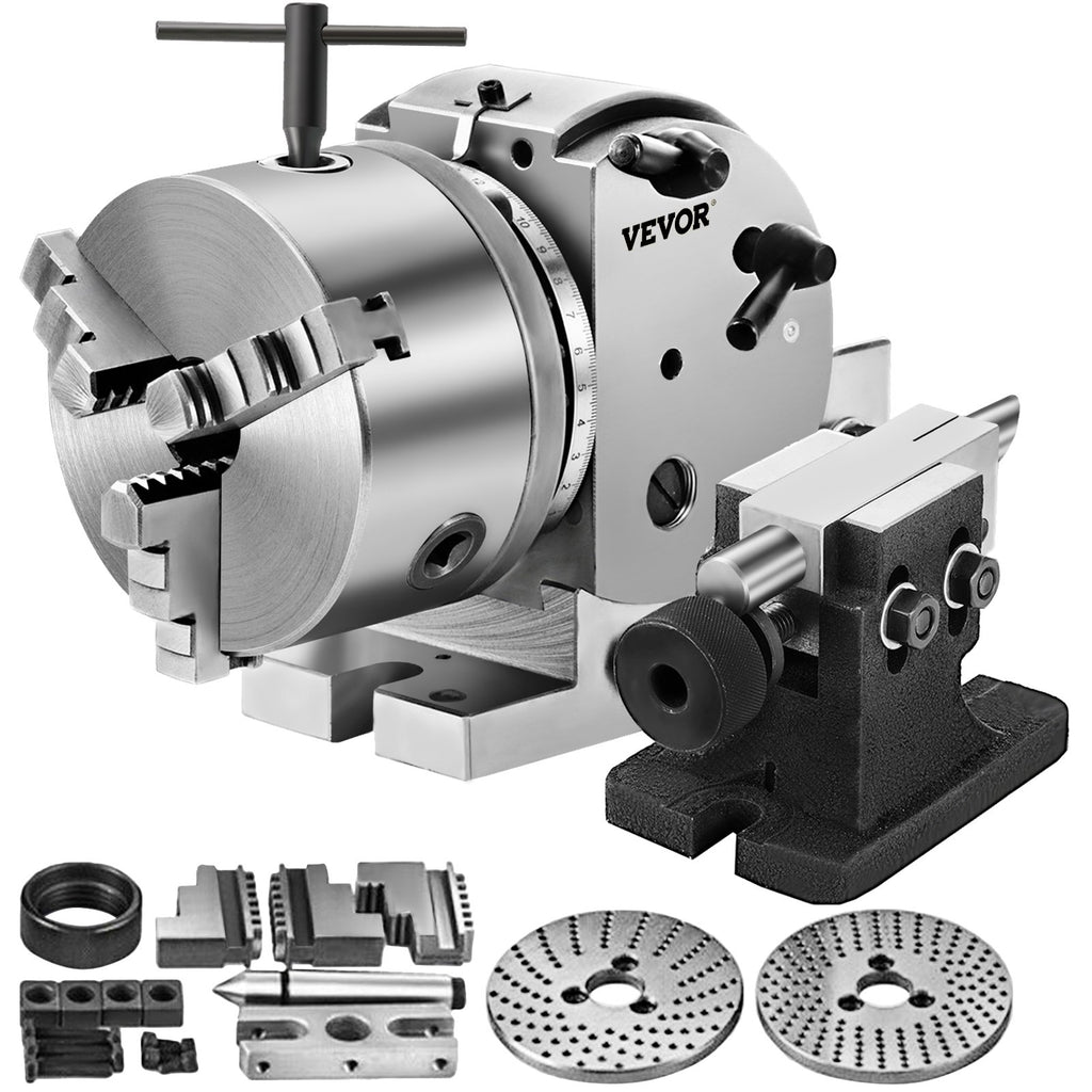 BS-0 Dividing Head 5 Inch, Precision Dividing Head Set with 5" 3-jaw Chuck & Tailstock Dividing Plates for Milling Machine