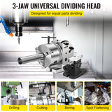 BS-0 Dividing Head 5 Inch, Precision Dividing Head Set with 5" 3-jaw Chuck & Tailstock Dividing Plates for Milling Machine