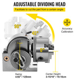BS-0 Dividing Head 5 Inch, Precision Dividing Head Set with 5" 3-jaw Chuck & Tailstock Dividing Plates for Milling Machine