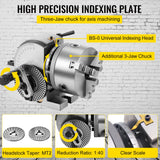 BS-0 Dividing Head 5 Inch, Precision Dividing Head Set with 5" 3-jaw Chuck & Tailstock Dividing Plates for Milling Machine