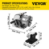 BS-0 Dividing Head 5 Inch, Precision Dividing Head Set with 5" 3-jaw Chuck & Tailstock Dividing Plates for Milling Machine