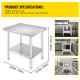 Commercial Worktable & Workstation 24 x 30 x 32 Inch Stainless Steel Work Table Heavy Duty Commercial Food Prep Work Table for Home, Kitchen, Restaurant Metal Prep Table with Adjustable Feet