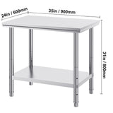 910x610mm Stainless Steel Kitchen Bench Commercial Work Food Prep Table