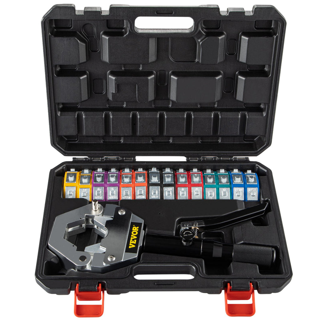 Hydraulic Hose Crimper Hydra-Krimp 71500,Manual AC Hose Crimper Kit Air Conditioning Repaire Handheld,Hydraulic Hose Crimping Tool with 7 Die Set, for Barbed and Beaded Hose Fittings