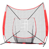 7x7 ft Baseball Softball Practice Net, Portable Baseball Training Net for Hitting Catching Pitching, Backstop Equipment with Bow Frame, Carry Bag, Strike Zone, 12 Balls, Tee, and Ball Collector