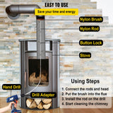 Chimney Sweeping Brush Rotary Chimney Brush 315Inch Chimney Brush Rod Kit 8 Rods with Nylon Flexible Rods (8 Rods)