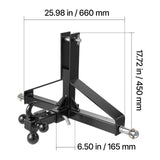 3 Point Trailer Hitch with 2 in Receiver, 3pt Quick Hitch Attachment, Heavy Duty Tractor Tow Drawbar Adapter, Compatible with Kubota, Mahindra, Ford, Yanmar, John Deere, Massey Ferguson