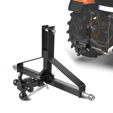 3 Point Trailer Hitch with 2 in Receiver, 3pt Quick Hitch Attachment, Heavy Duty Tractor Tow Drawbar Adapter, Compatible with Kubota, Mahindra, Ford, Yanmar, John Deere, Massey Ferguson