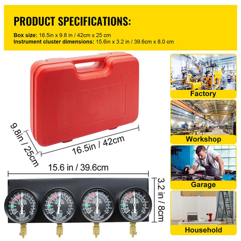 Fuel Vacuum Carburetor Synchronize Tool Kit Fuel Vacuum Carburetor Synchronizer carb sync Gauge Set with Rubber Hose