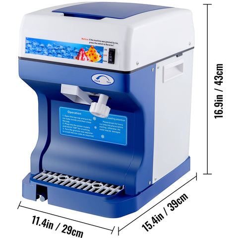 Ice Shaver 265LBS/Hour Snow Cone Frozen Ice Shaving Slushie Dessert Maker Stainless Steel Food Grade for Kitchen Home Bars