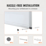 Magnetic Whiteboard Dry Erase Board 36" x 24" Wall Mounted for Office