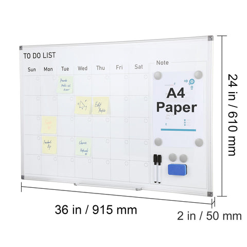 Magnetic Whiteboard Dry Erase Board 36" x 24" Wall Mounted for Office