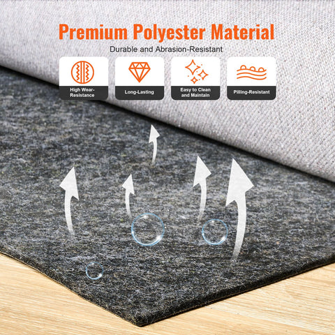 Rug Pad Gripper 9' x 12' Protective Carpet Pad 0.47" Thick for All Floors