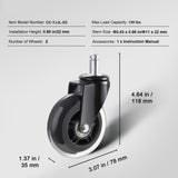 Office Chair Wheels, Set of 5, 76.2 mm Caster Wheels Replacement for Hardwood Floors and Carpet, Heavy Duty Computer Gaming Desk Casters with 59 kg Load Capacity, Universal Fit for Most Chairs