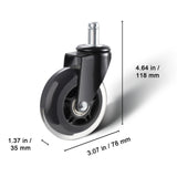 Office Chair Wheels, Set of 5, 76.2 mm Caster Wheels Replacement for Hardwood Floors and Carpet, Heavy Duty Computer Gaming Desk Casters with 59 kg Load Capacity, Universal Fit for Most Chairs