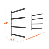 Wall Kayak Storage Rack, 4-Capacity Wall Mounted Kayak Holders for Kayak Canoe Paddle Board, Kayak Storage Hooks with Adjustable Padded Arms, 181.6 KG Load Kayak Hanger for Indoor Outdoor Garage