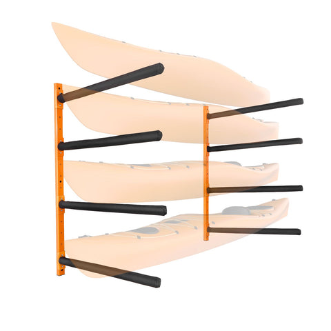 Wall Kayak Storage Rack, 4-Capacity Wall Mounted Kayak Holders for Kayak Canoe Paddle Board, Kayak Storage Hooks with Adjustable Padded Arms, 181.6 KG Load Kayak Hanger for Indoor Outdoor Garage