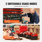 Wall Mounted Storage Bins, 48-Bin Parts Rack Organizer Garage Plastic Shop Tool with Wall Panels, Tool Organizer for Nuts, Bolts, Screws, Nails, Beads, Buttons, Other Small Parts, Black and Red