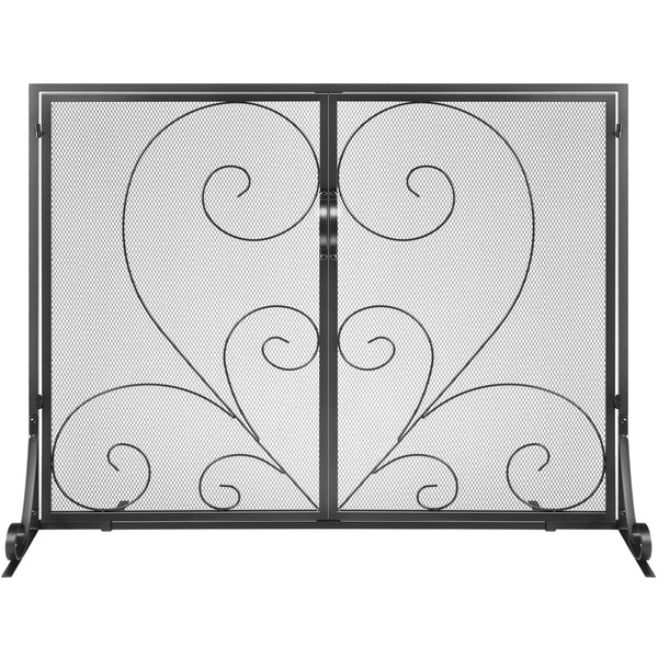 VEVOR 990x802MM Fireplace Screen 2-Panel Iron Mesh Spark Guard Vintage Black