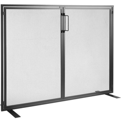 Fireplace Screen 1 Panel with Door, Sturdy Iron Mesh Fireplace Screen, 990(L) x780(H)MM Spark Guard Cover, Simple Installation, Free Standing Fire Fence Grate for Living Room Home Decor Modern