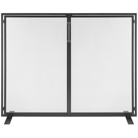 Fireplace Screen 1 Panel with Door, Sturdy Iron Mesh Fireplace Screen, 990(L) x780(H)MM Spark Guard Cover, Simple Installation, Free Standing Fire Fence Grate for Living Room Home Decor Modern