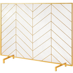 VEVOR 980x758MM Fireplace Screen 1-Panel Iron Mesh Spark Guard Modern Gold