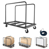 Drywall Cart Dolly, 816 kg Load Capacity, Steel Panel Truck Cart with 12.5 mm Swivel Casters, Lumber Drywall Dolly with Tie-Down Strap & 2 Side Handrails for Factory, Warehouse, Garage, Black