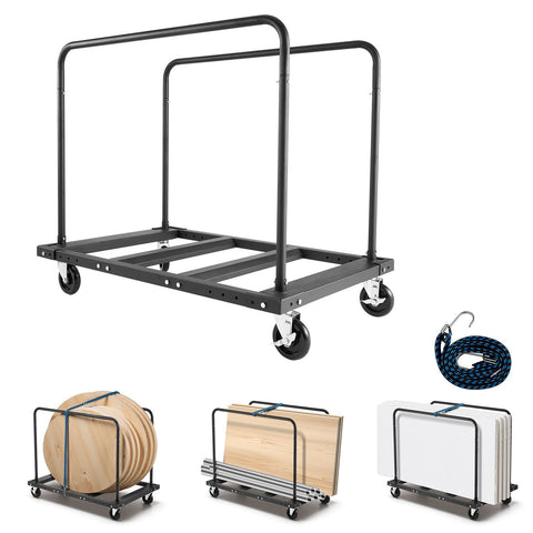 Drywall Cart Dolly, 816 kg Load Capacity, Steel Panel Truck Cart with 12.5 mm Swivel Casters, Lumber Drywall Dolly with Tie-Down Strap & 2 Side Handrails for Factory, Warehouse, Garage, Black