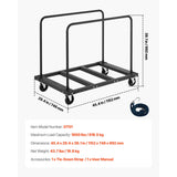 Drywall Cart Dolly, 816 kg Load Capacity, Steel Panel Truck Cart with 12.5 mm Swivel Casters, Lumber Drywall Dolly with Tie-Down Strap & 2 Side Handrails for Factory, Warehouse, Garage, Black