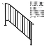 Handrails for Outdoor Steps, 5 Step Stair Hand Rail Kit, Transitional Carbon Steel Railings with Installation Kit, Stair Rails for Seniors, Concrete Steps & Porch & Deck, Black Retro Arch