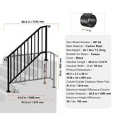 Handrails for Outdoor Steps, 5 Step Stair Hand Rail Kit, Transitional Carbon Steel Railings with Installation Kit, Stair Rails for Seniors, Concrete Steps & Porch & Deck, Black Retro Arch
