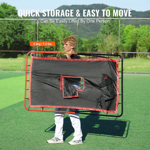 Baseball And Softball Rebounder Net 3.5x4.5 ft 2-in-1 Switch Hitter Pitch