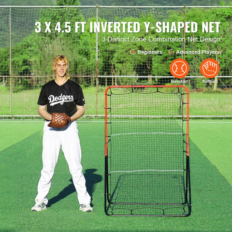 Baseball And Softball Rebounder Net, 3 x 4.5 ft PitchBack Baseball Pitching Nest, 3-Way Baseball, Softball Pitchback Net, Fielding Trainer, Bounce Back Net for Fielding/Throwing Practice
