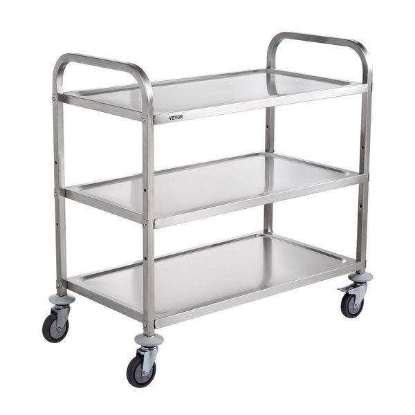 3-Tier Utility Cart Rolling Cart on Wheels 37.5"x20"x37.7" 450 LBS 6 Hooks