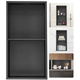 33.02 x 63.5 cm No Tile Shower Niche 304 Stainless Steel, Wall-Inserted Niche Recessed Double Shelves, Sealed Waterproof Rust-Resistant Modern Niche for Shower or Soap Storage Bathroom