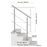 39.4in Handrails for Outdoor Steps 2 Crossbars Staircase for Porch Deck