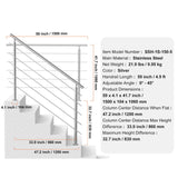59in Handrails for Outdoor Steps 5 Crossbars Staircase for Porch Deck