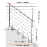 59in Handrails for Outdoor Steps 5 Crossbars Staircase for Porch Deck
