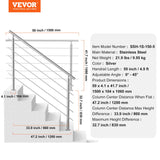 59in Handrails for Outdoor Steps 5 Crossbars Staircase for Porch Deck