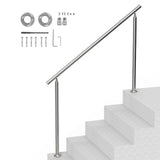 Handrails for Outdoor Steps, 59 in/ 150cm Length Stair Hand Rail Kit, Transitional Stainless Steel Railings with Installation Kit, Double-column Staircase Handrails for Seniors,Porch & Deck