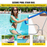 Pool Rail 39x32 Pool Railing 304 Stainless Steel 250LBS Load Capacity Silver Rustproof Pool Handrail Humanized Swimming Pool Handrail with Blue Grip Cover & M8 Drill Bit & Self-Taping Screws