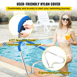 Pool Rail 39x32 Pool Railing 304 Stainless Steel 250LBS Load Capacity Silver Rustproof Pool Handrail Humanized Swimming Pool Handrail with Blue Grip Cover & M8 Drill Bit & Self-Taping Screws