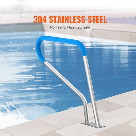 Pool Handrail 39 x 32 inch Stainless Steel with Base Plate for Spas