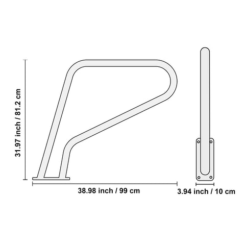 Pool Handrail 39 x 32 inch Stainless Steel with Base Plate for Spas