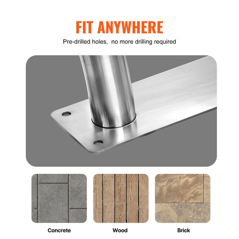 Pool Handrail 55 x 32 inch Stainless Steel with Base Plate for Spas