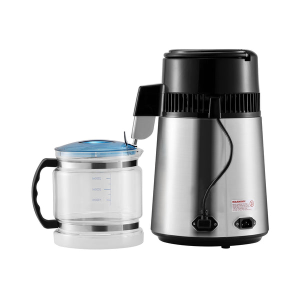 Water Distiller, 4L 1.05 Gallon Pure Water Purifier Filter For Home Countertop, 750W Distilled Water Maker, Stainless Steel Interior Distiller Water Making Machine to Make Clean Water, Silvery
