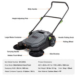 Walk-behind Hand Push Floor Sweeper 25.6" Width 5 Gallon Waste Container