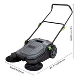 Walk-behind Hand Push Floor Sweeper 25.6" Width 5 Gallon Waste Container