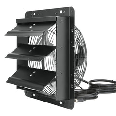 VEVOR Shutter Exhaust Fan, 254mm / 10inch  with Temperature Humidity Controller, EC-motor, 843 CFM, Variable Speed Adjustable Wall Mount Attic Fan, Ventilation and Cooling for Greenhouses, Garages, Sheds