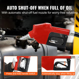 Fuel Transfer Pump, 12V DC, 10 GPM, 8 m Lift, Portable Electric Diesel Transfer Extractor Pump Kit with Automatic Shut-off Nozzle, Delivery & Suction Hose for Diesel, Kerosene, Transformer Oil